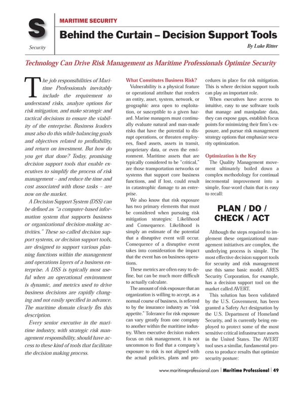 Maritime Logistics Professional Magazine, page 49,  Q4 2013