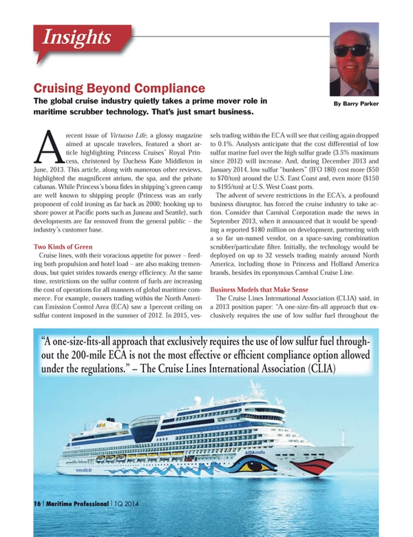 Maritime Logistics Professional Magazine, page 16,  Q1 2014