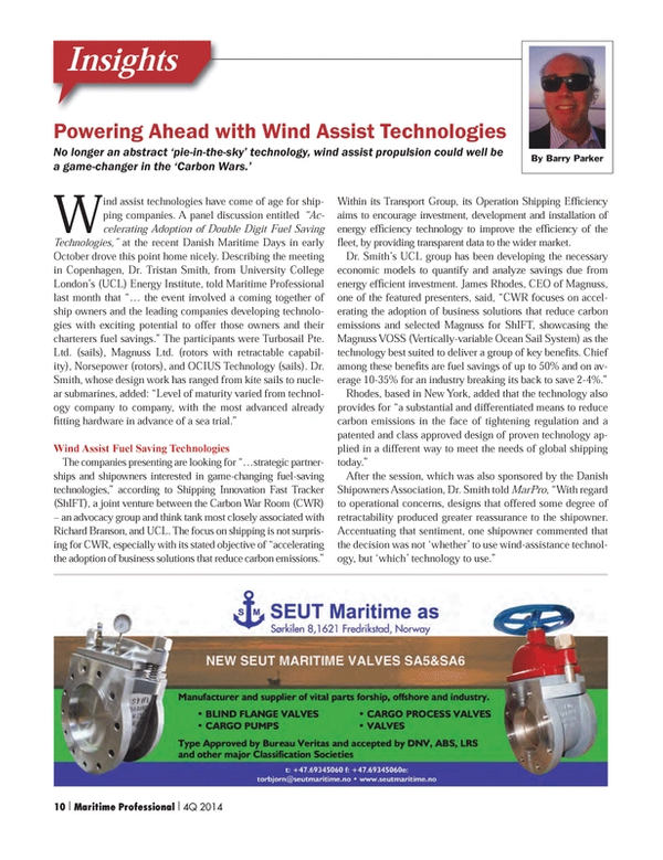 Maritime Logistics Professional Magazine, page 10,  Q4 2014