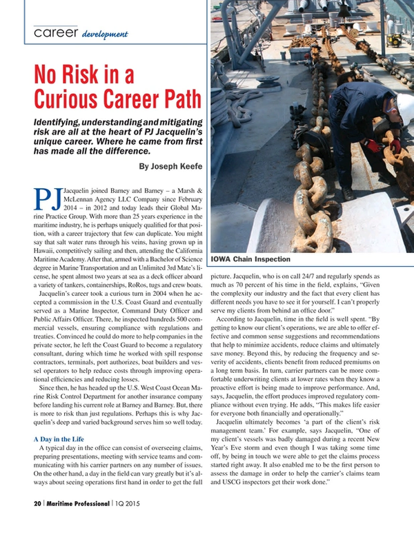 Maritime Logistics Professional Magazine, page 20,  Q1 2015