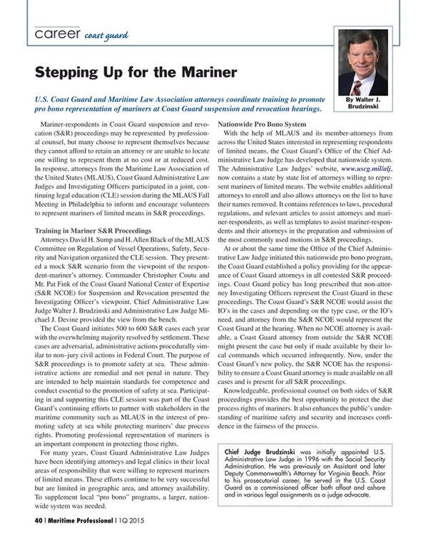 Maritime Logistics Professional Magazine, page 40,  Q1 2015