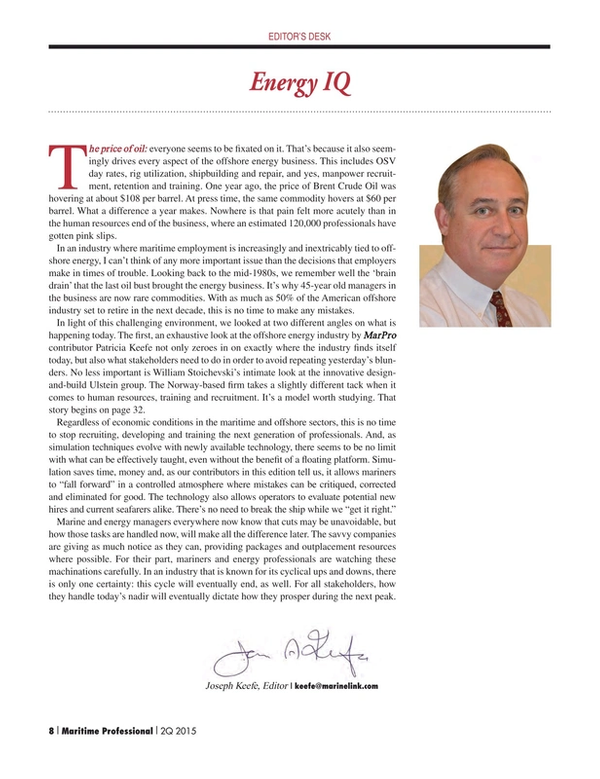 Maritime Logistics Professional Magazine, page 8,  Q2 2015