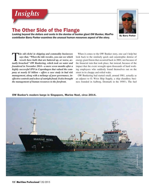 Maritime Logistics Professional Magazine, page 12,  Q2 2015