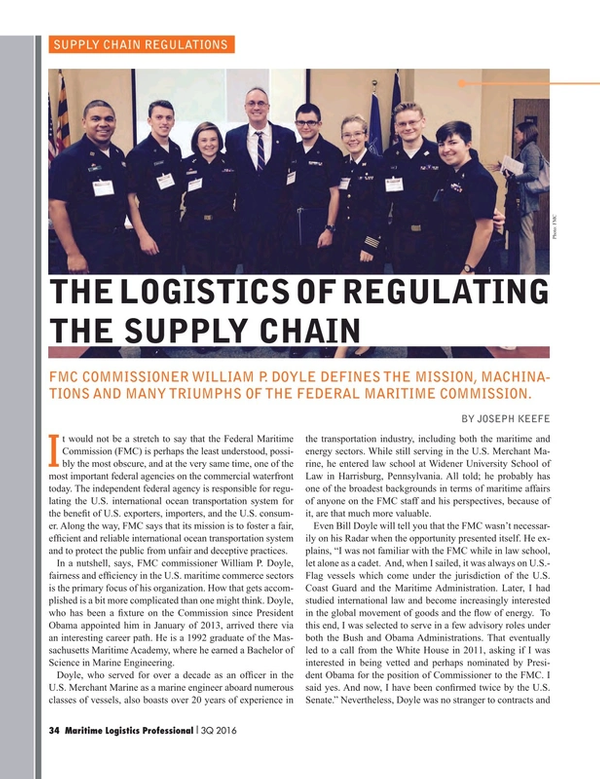Maritime Logistics Professional Magazine, page 34,  Q3 2016