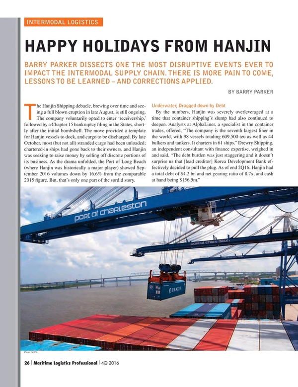 Maritime Logistics Professional Magazine, page 26,  Q4 2016