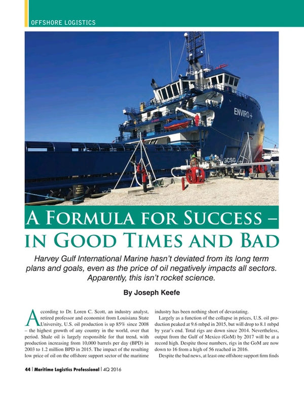 Maritime Logistics Professional Magazine, page 44,  Q4 2016