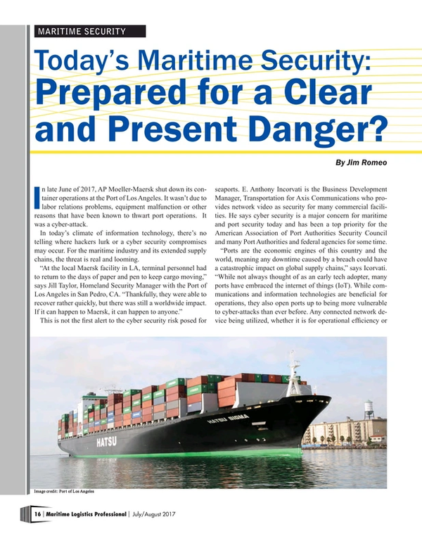 Maritime Logistics Professional Magazine, page 16,  Jul/Aug 2017