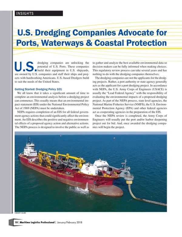 Maritime Logistics Professional Magazine, page 10,  Jan/Feb 2018