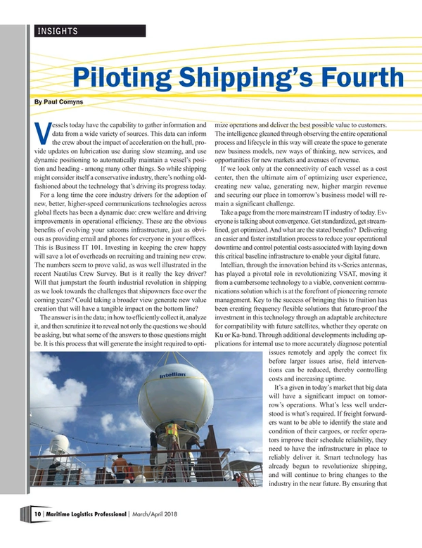 Maritime Logistics Professional Magazine, page 10,  Mar/Apr 2018