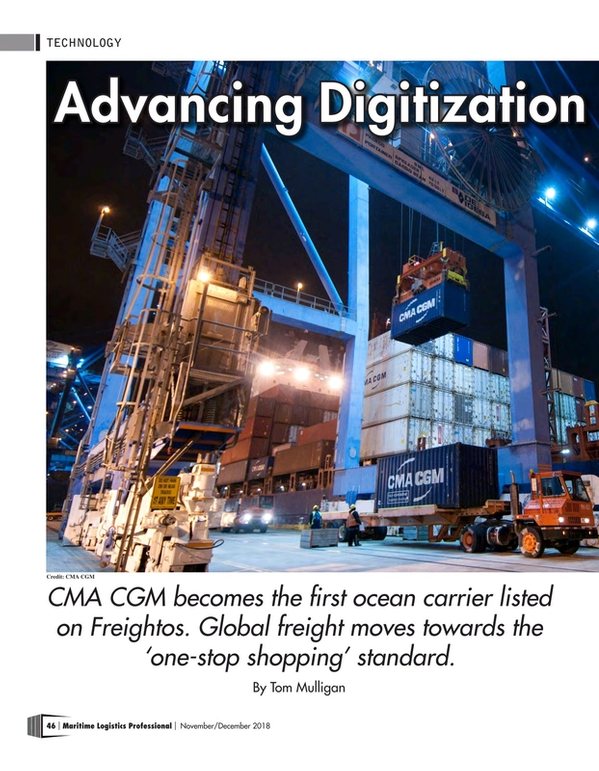 Maritime Logistics Professional Magazine, page 46,  Nov/Dec 2018