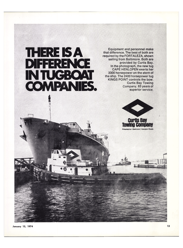Maritime Reporter Magazine, page 11,  Jan 15, 1974