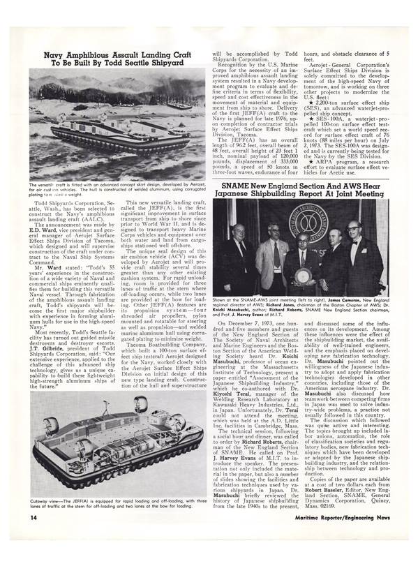 Maritime Reporter Magazine, page 12,  Jan 15, 1974