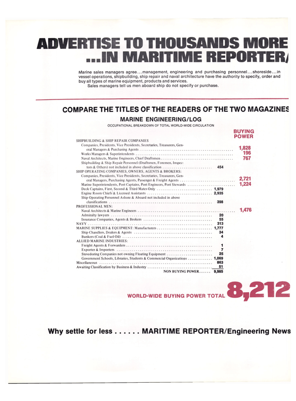 Maritime Reporter Magazine, page 19,  Feb 1974