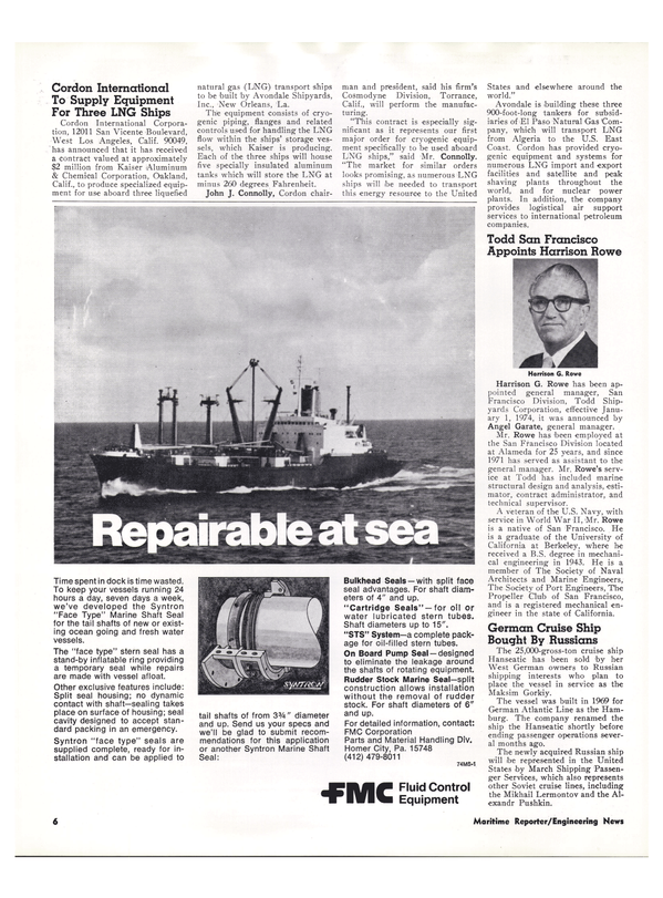 Maritime Reporter Magazine, page 4,  Feb 1974