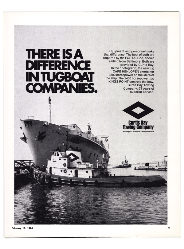 Maritime Reporter Magazine, page 7,  Feb 15, 1974