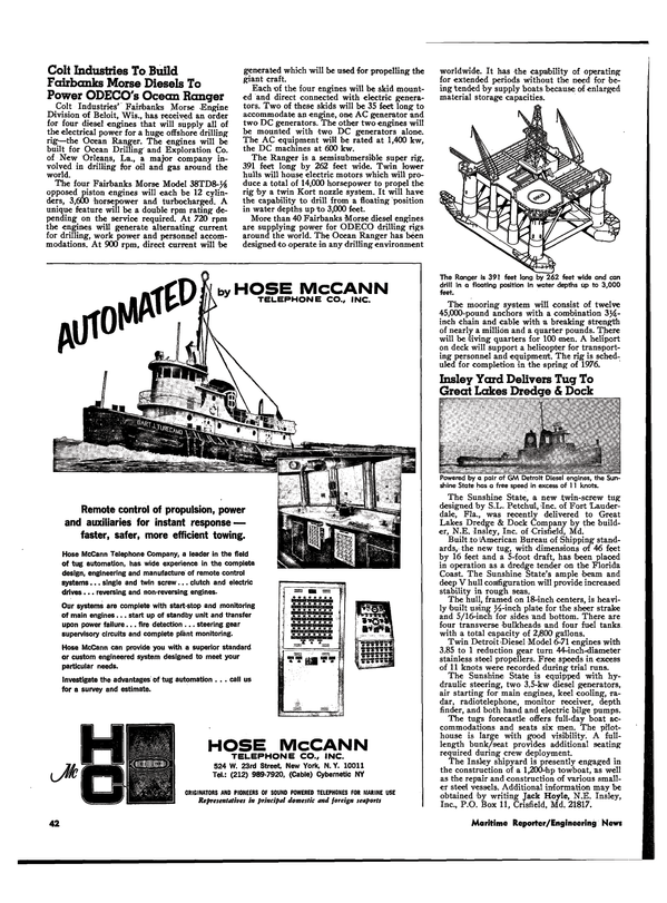 Maritime Reporter Magazine, page 38,  Mar 1974