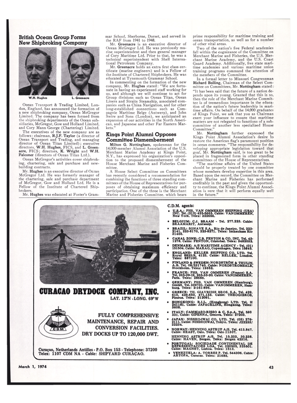 Maritime Reporter Magazine, page 39,  Mar 1974