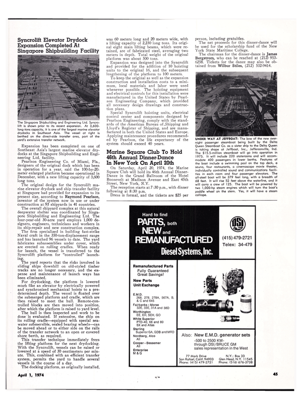 Maritime Reporter Magazine, page 42,  Apr 1974