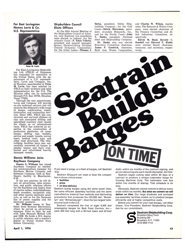 Maritime Reporter Magazine, page 41,  Apr 1976
