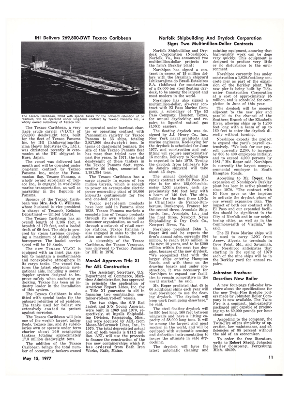 Maritime Reporter Magazine, page 9,  May 15, 1977
