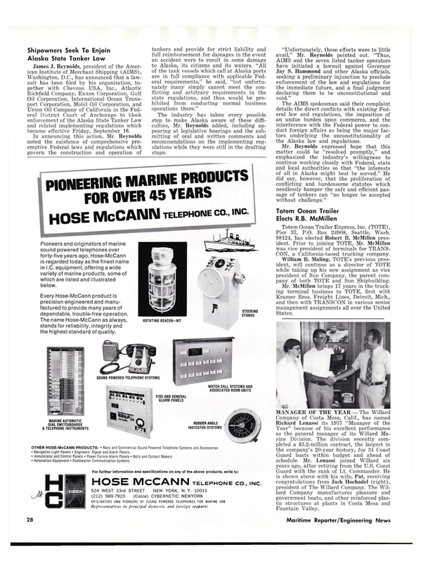 Maritime Reporter Magazine, page 26,  Oct 15, 1977