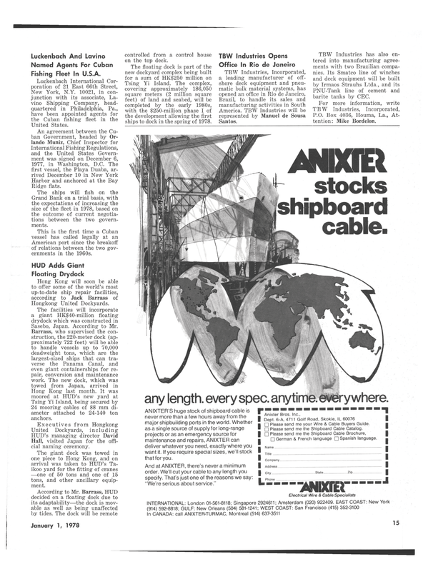 Maritime Reporter Magazine, page 13,  Jan 1978