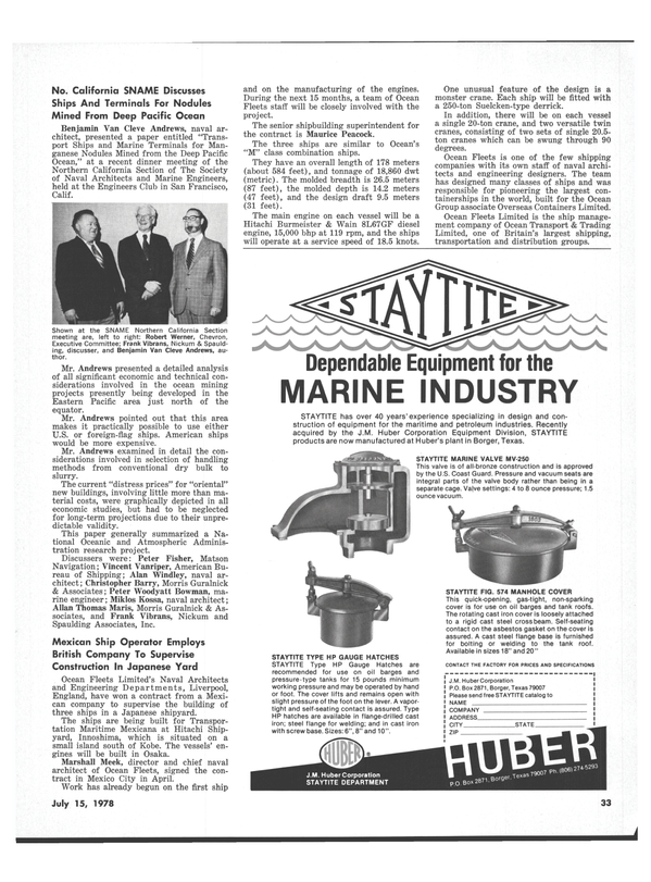 Maritime Reporter Magazine, page 31,  Jul 15, 1978