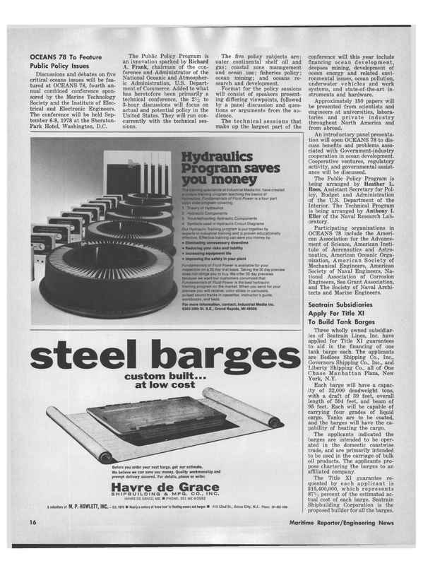 Maritime Reporter Magazine, page 14,  Aug 1978