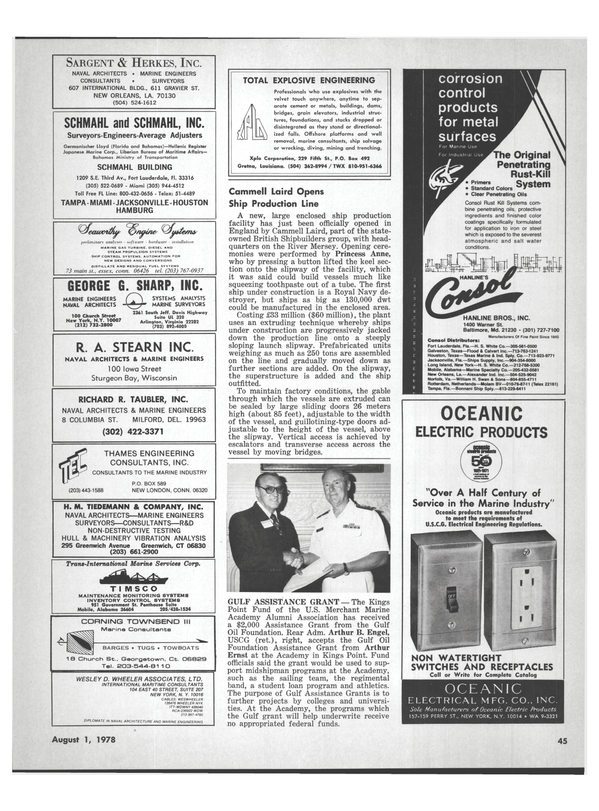 Maritime Reporter Magazine, page 43,  Aug 1978