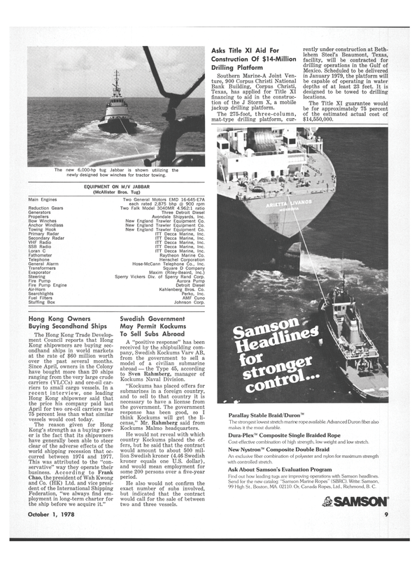 Maritime Reporter Magazine, page 7,  Oct 1978