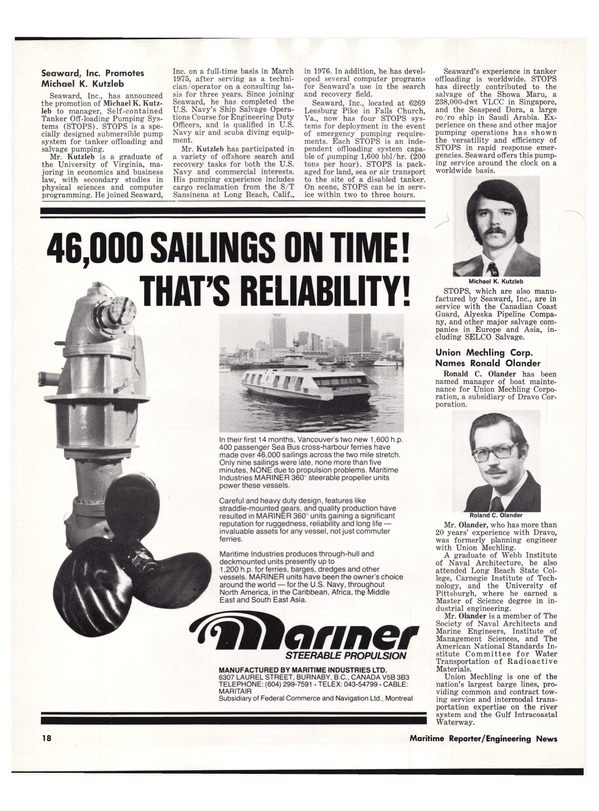 Maritime Reporter Magazine, page 22,  Dec 15, 1978