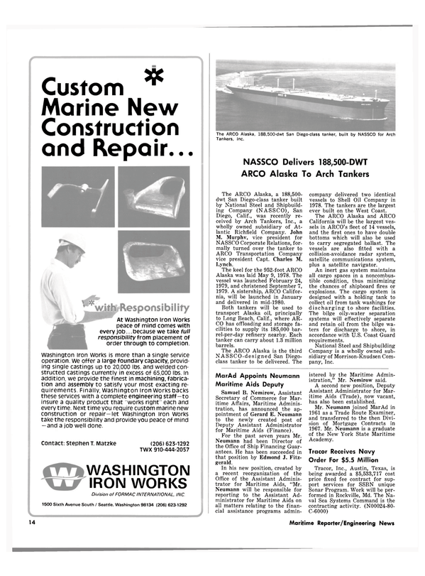 Maritime Reporter Magazine, page 12,  Feb 1980