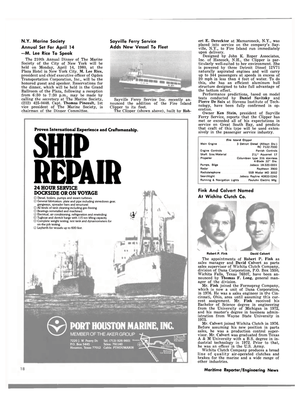 Maritime Reporter Magazine, page 18,  Feb 15, 1980