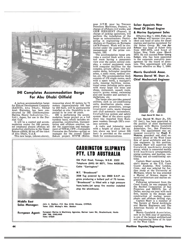 Maritime Reporter Magazine, page 38,  Mar 15, 1980