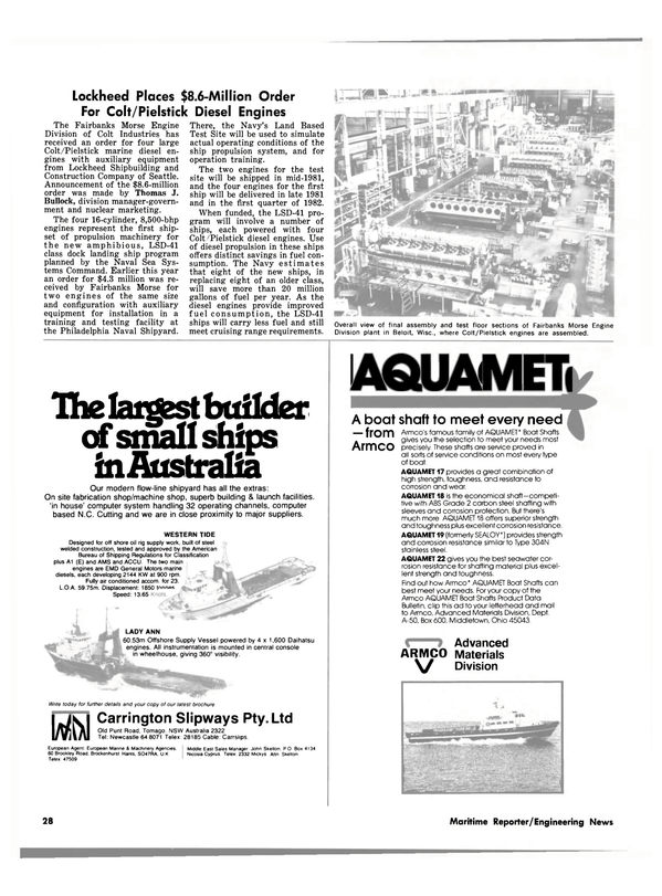 Maritime Reporter Magazine, page 28,  Jul 15, 1980