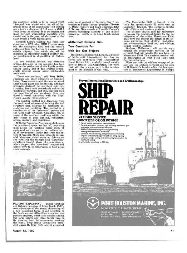 Maritime Reporter Magazine, page 39,  Aug 15, 1980