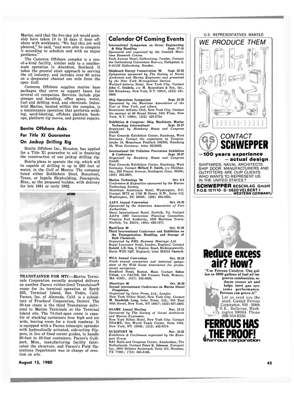 Maritime Reporter Magazine, page 41,  Aug 15, 1980