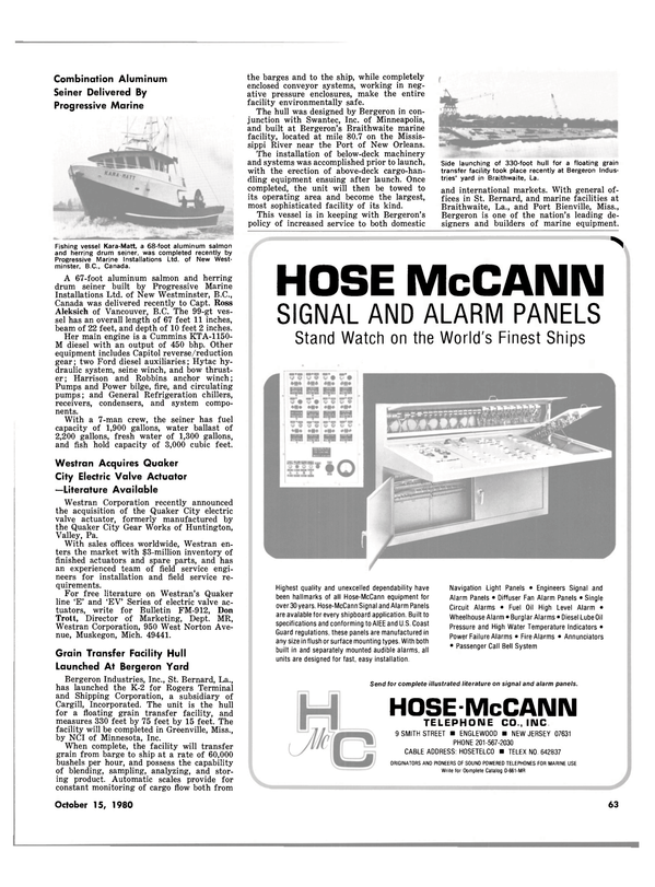 Maritime Reporter Magazine, page 63,  Oct 15, 1980