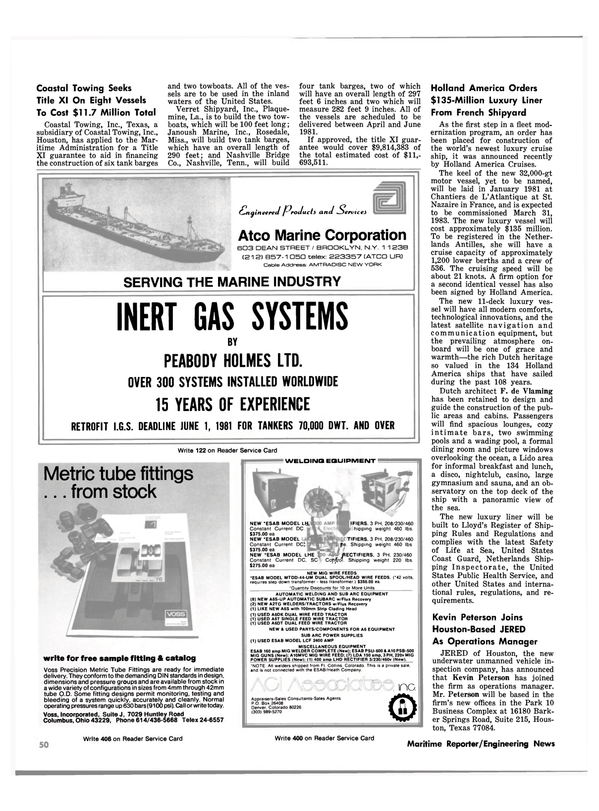 Maritime Reporter Magazine, page 50,  Nov 15, 1980