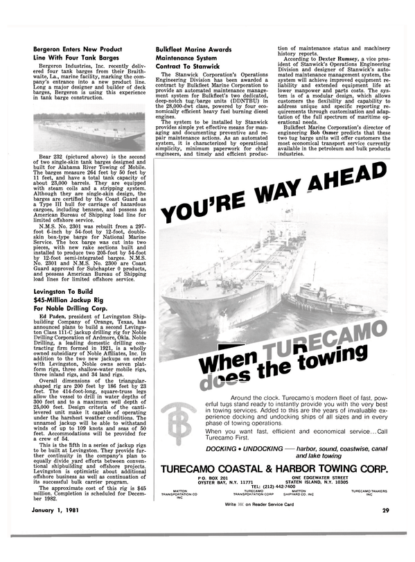 Maritime Reporter Magazine, page 29,  Jan 1981