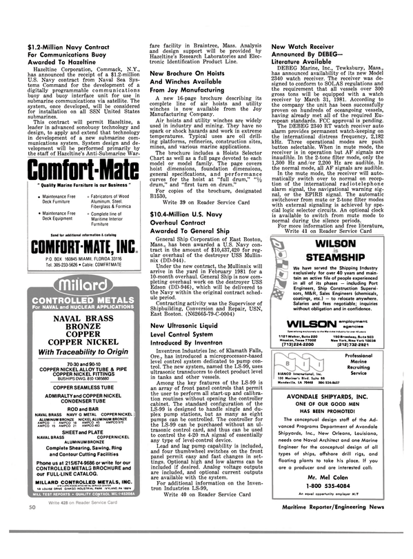 Maritime Reporter Magazine, page 50,  Jan 1981