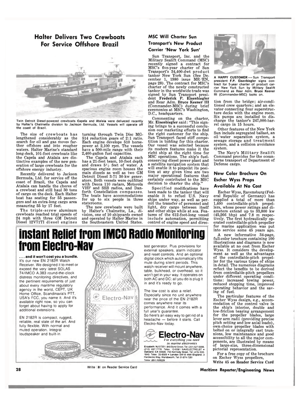 Maritime Reporter Magazine, page 26,  Jan 15, 1981