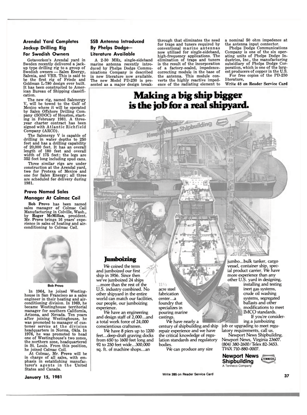 Maritime Reporter Magazine, page 35,  Jan 15, 1981