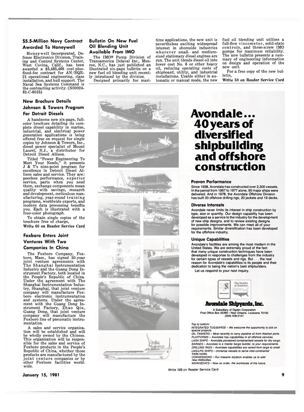 Maritime Reporter Magazine, page 7,  Jan 15, 1981