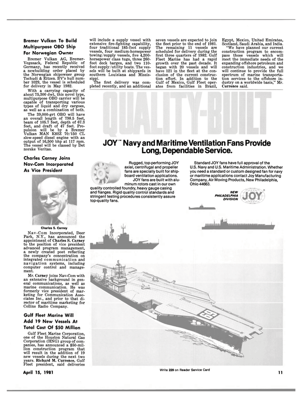 Maritime Reporter Magazine, page 9,  Apr 15, 1981
