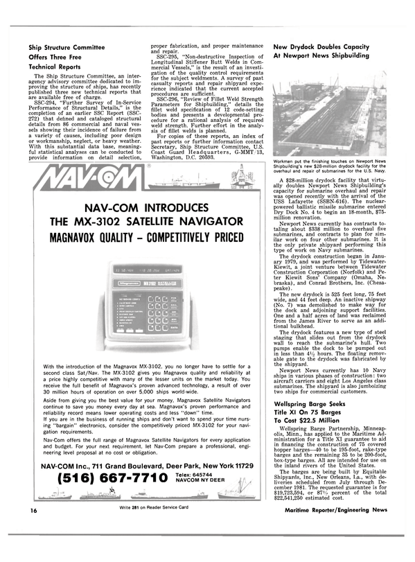 Maritime Reporter Magazine, page 14,  Apr 15, 1981