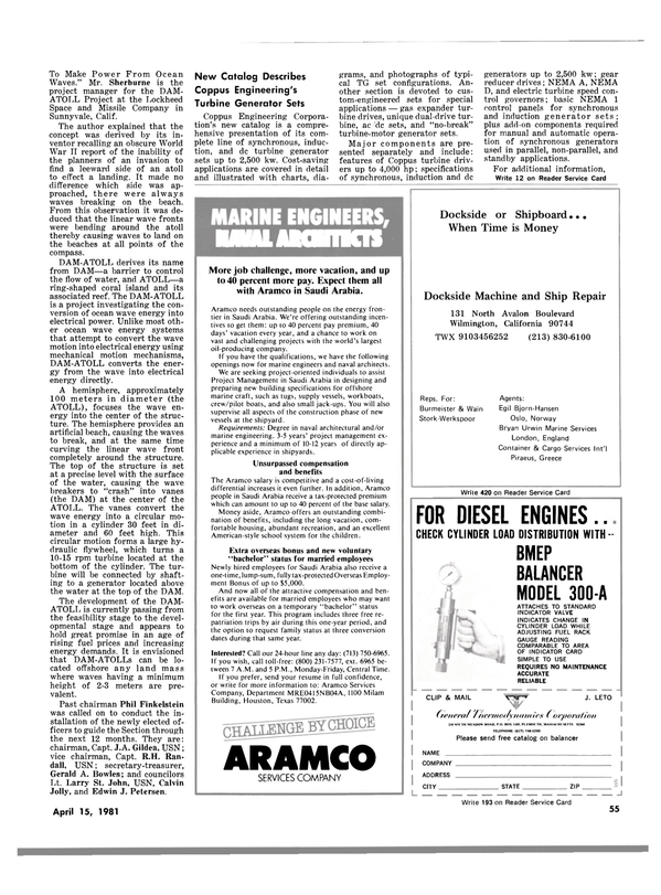 Maritime Reporter Magazine, page 53,  Apr 15, 1981