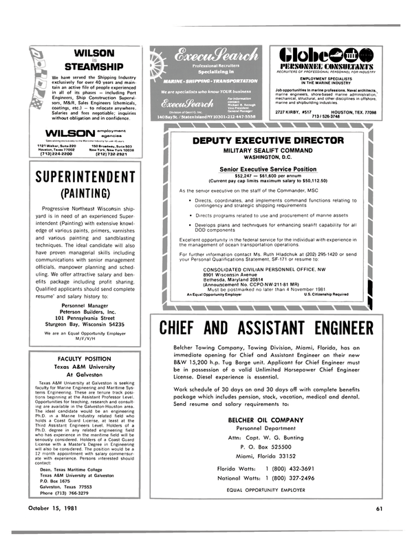 Maritime Reporter Magazine, page 57,  Oct 15, 1981