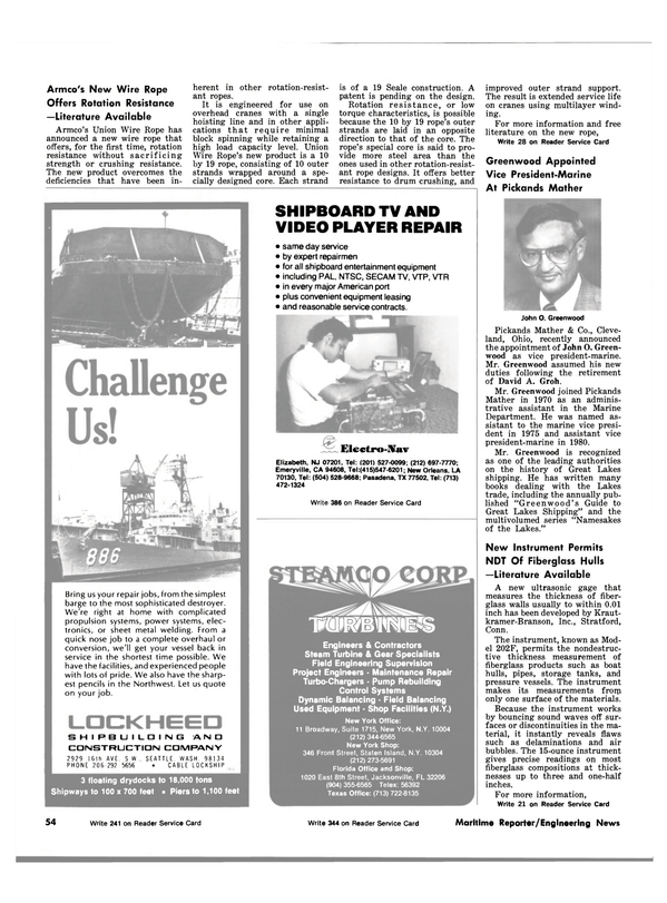 Maritime Reporter Magazine, page 58,  Nov 1981