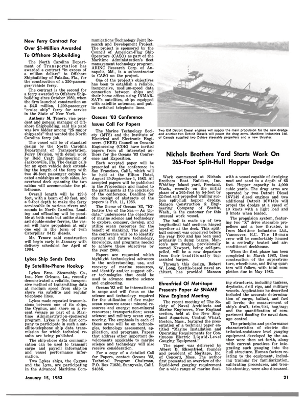 Maritime Reporter Magazine, page 19,  Jan 15, 1983